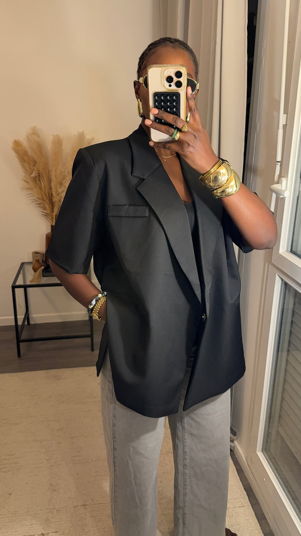 Blazer structuré manche courte - Noir