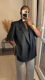 Blazer structuré manche courte - Noir