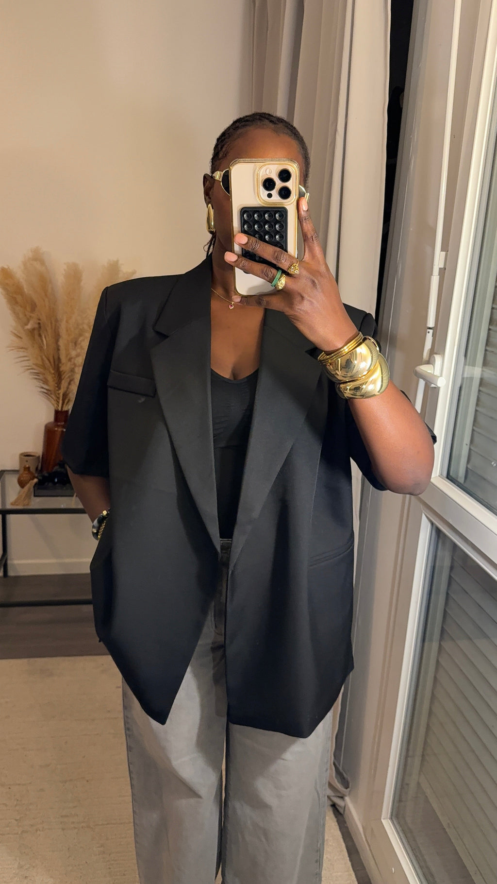 Blazer structuré manche courte - Noir