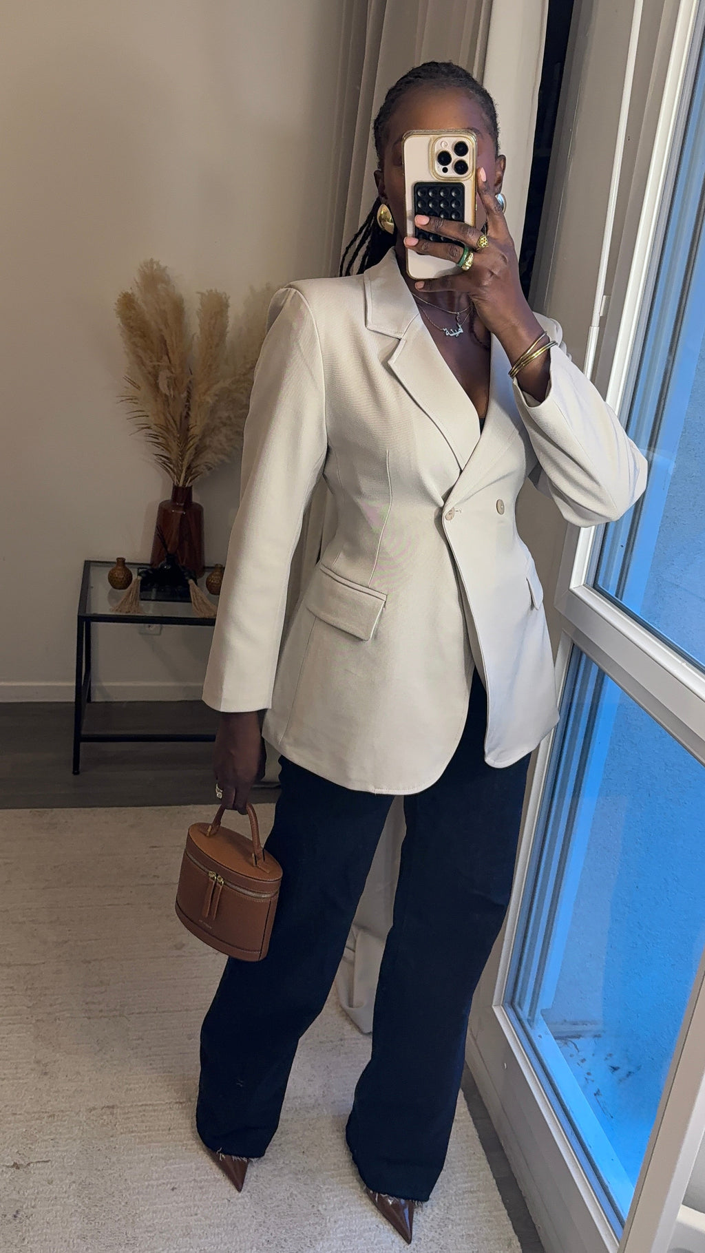 Veste cintrée avec ceinture ajustable - Écru