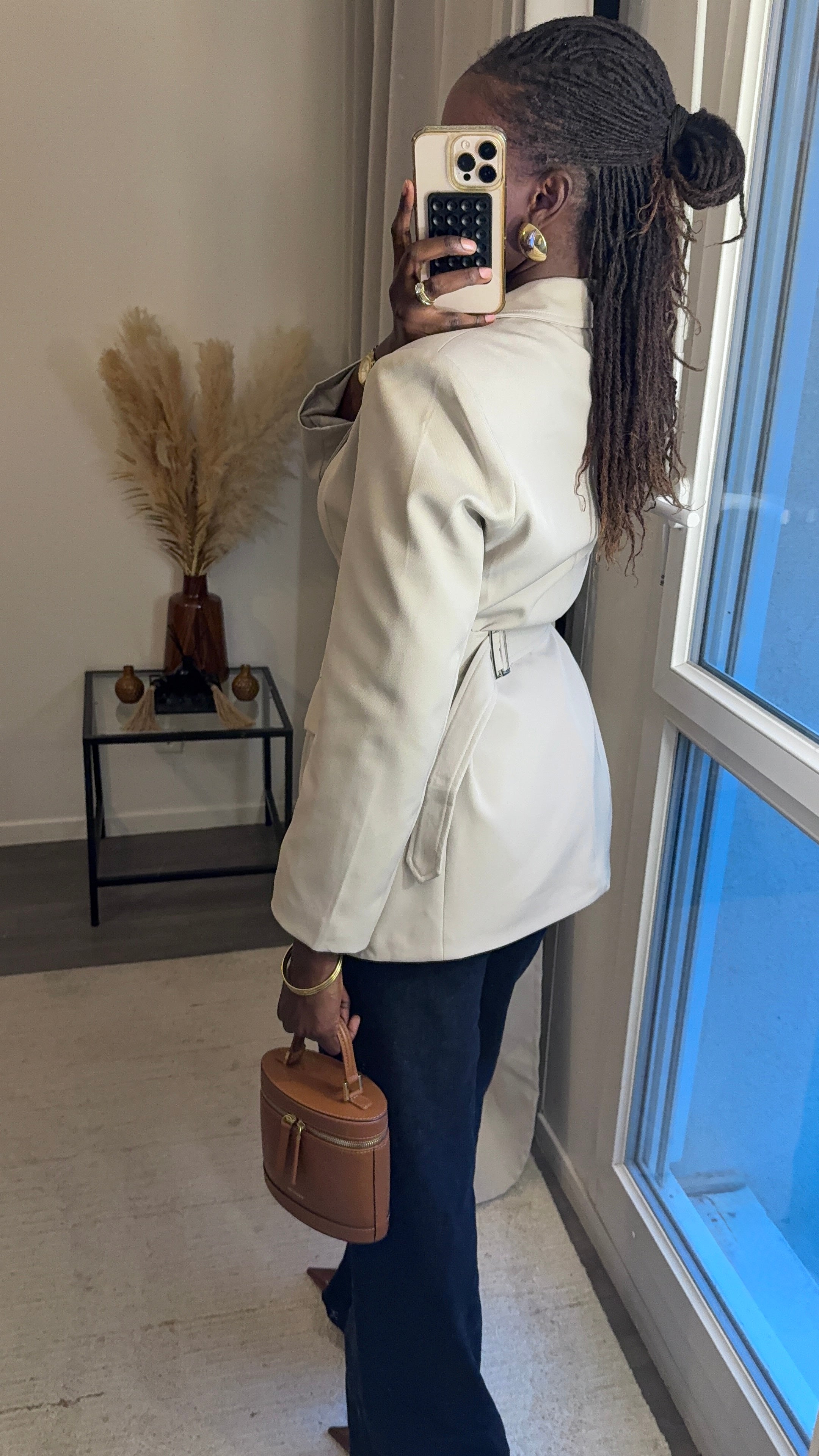 Veste cintrée avec ceinture ajustable - Écru