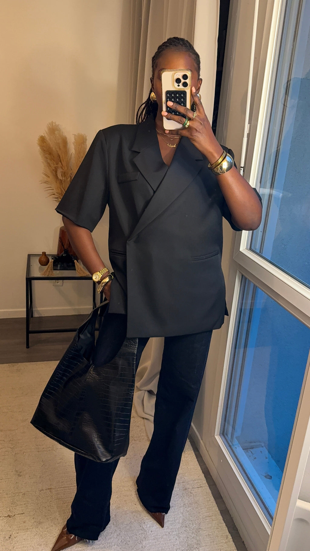 Blazer structuré manche courte - Noir