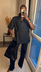 Blazer structuré manche courte - Noir