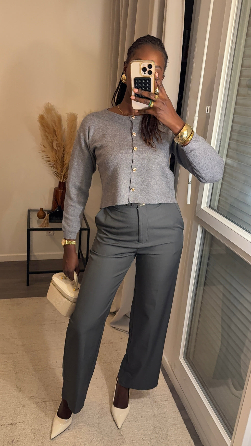 Pantalon tailleur coupe droite - Gris
