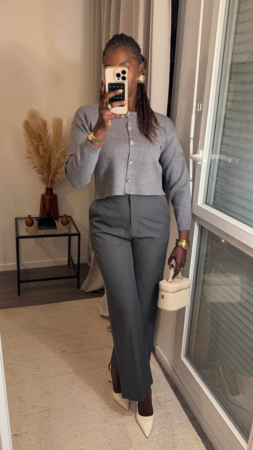 Pantalon tailleur coupe droite - Gris