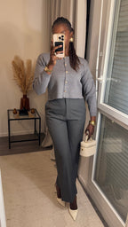 Pantalon tailleur coupe droite - Gris