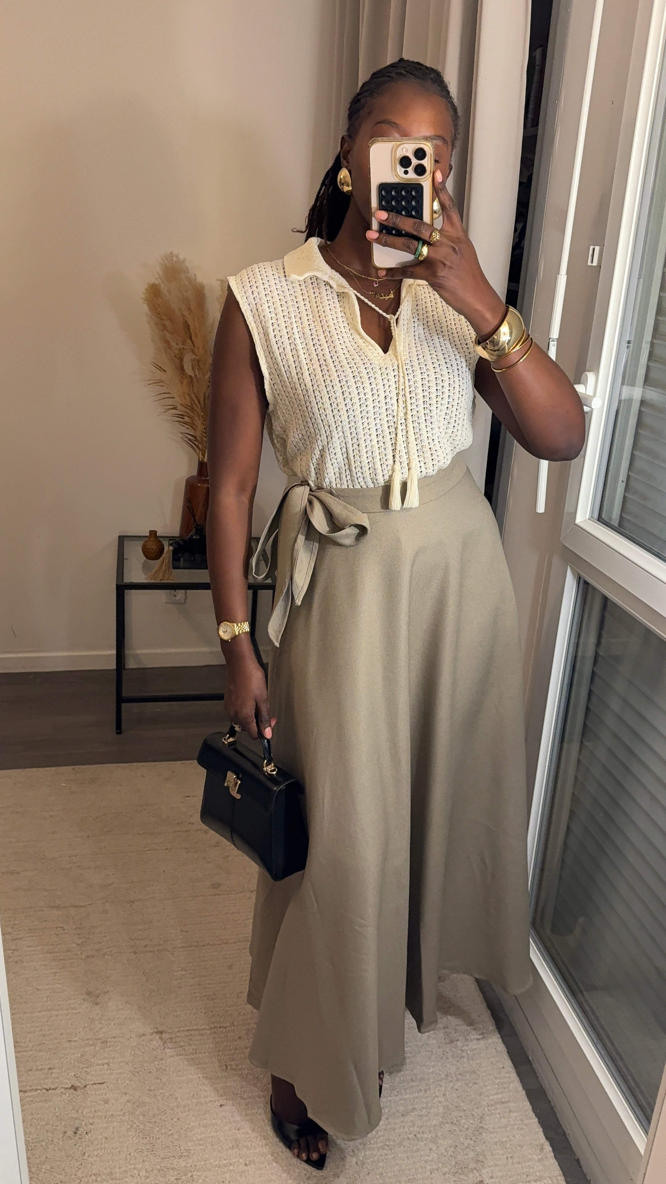 Jupe évasée longue - Taupe