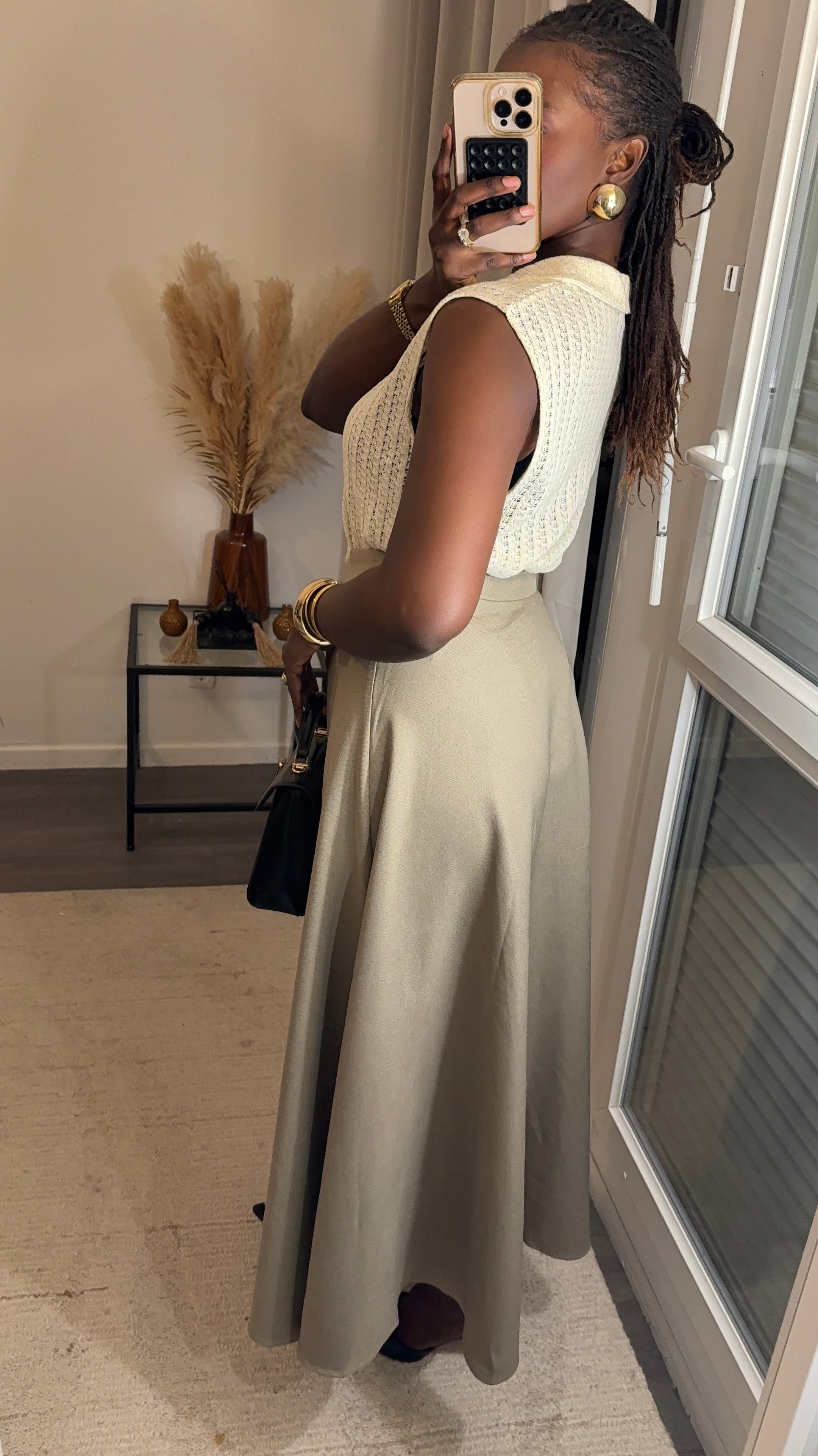 Jupe évasée longue - Taupe