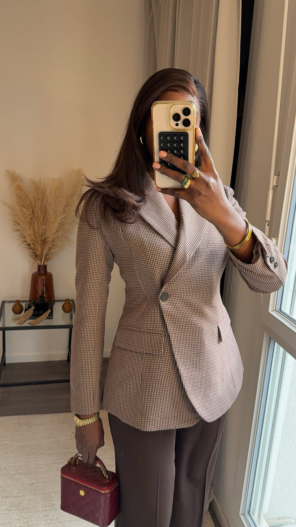 Blazer à carreaux cintré