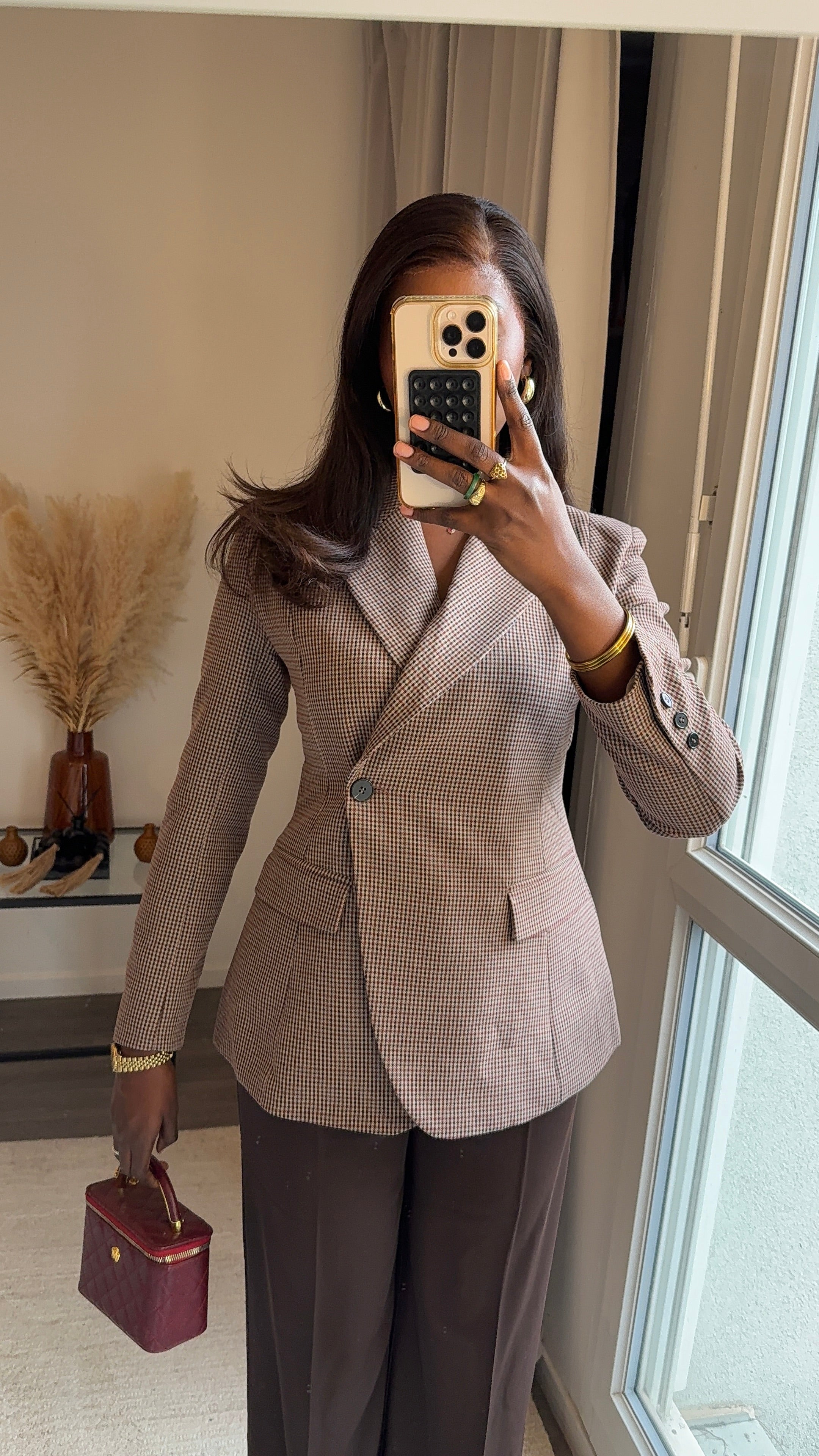 Blazer à carreaux cintré