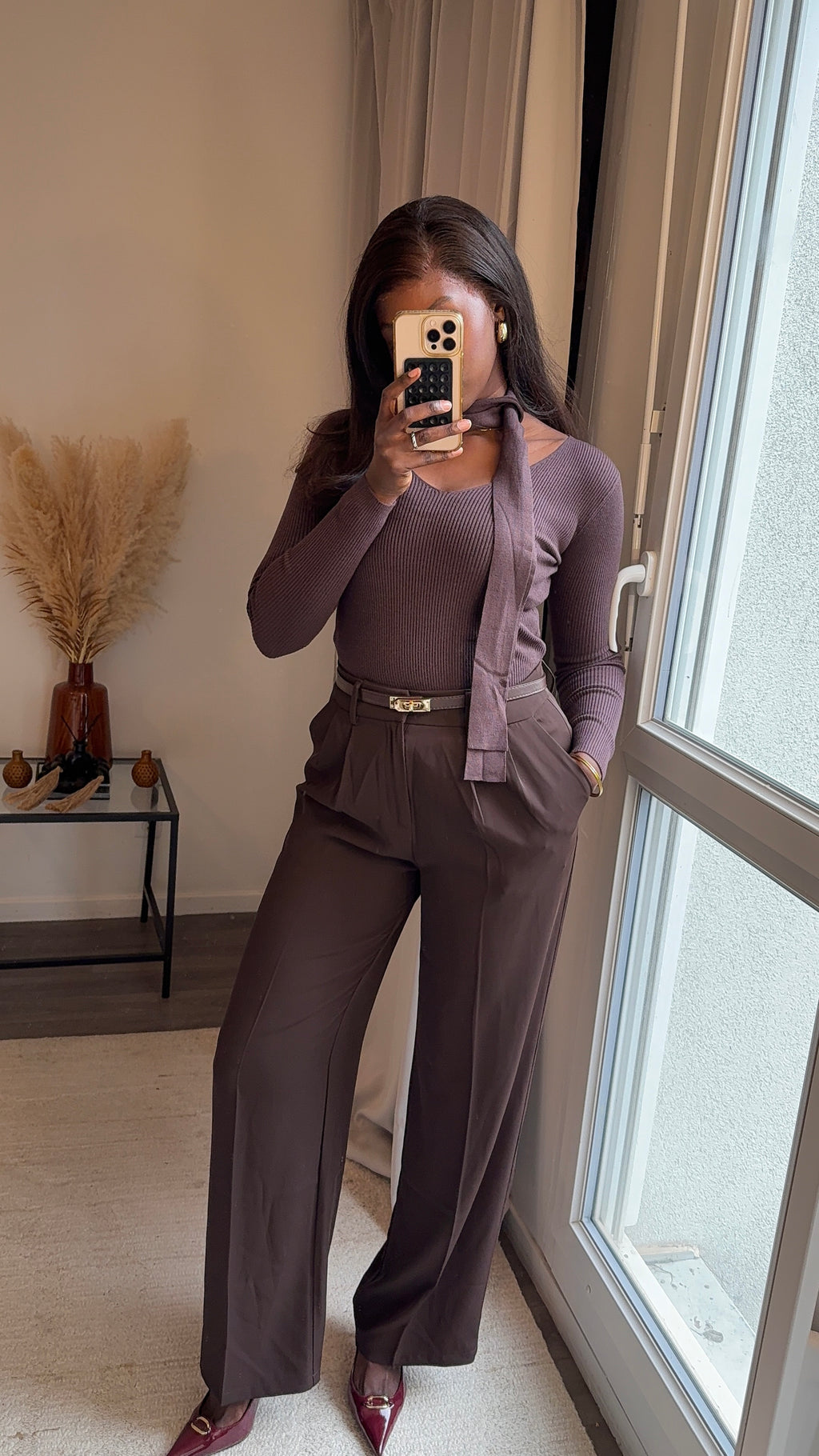 Pantalons fluides ultra long - Chocolat