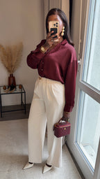 Pantalons fluides ultra long - Beige