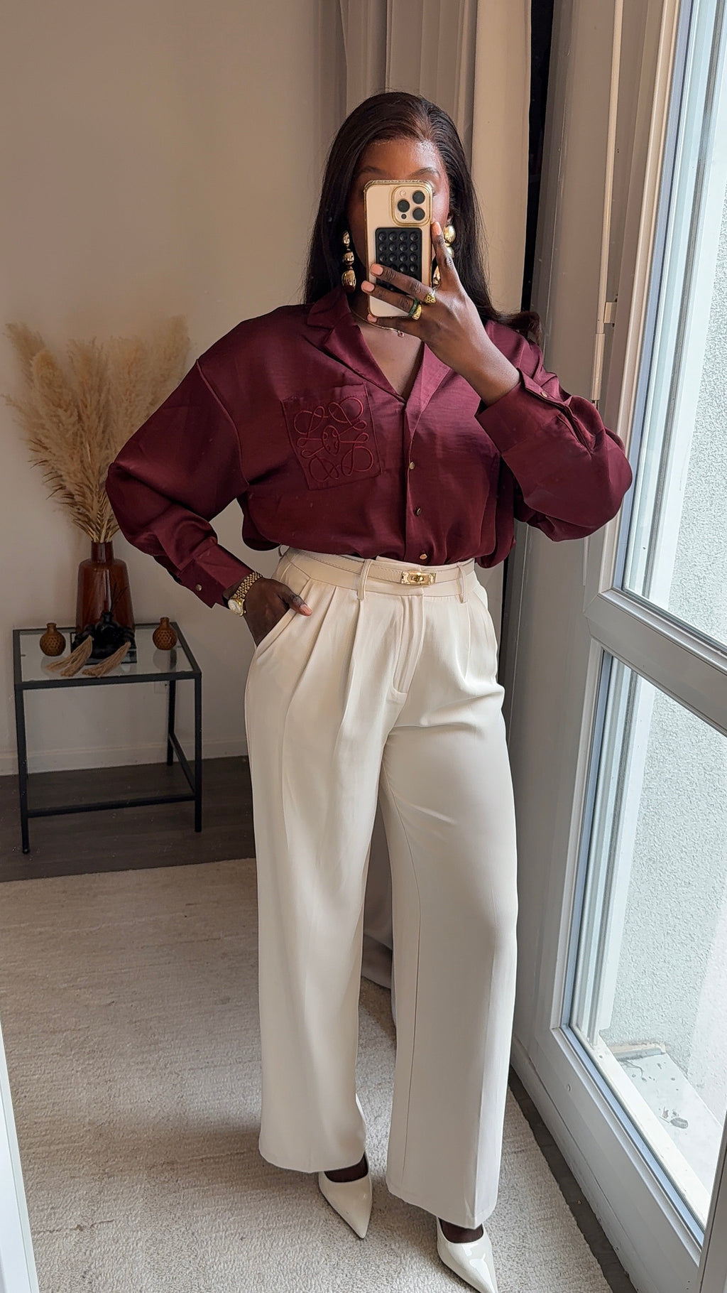 Pantalons fluides ultra long - Beige