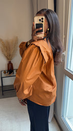 Chemise à manches bouffantes - Camel intense