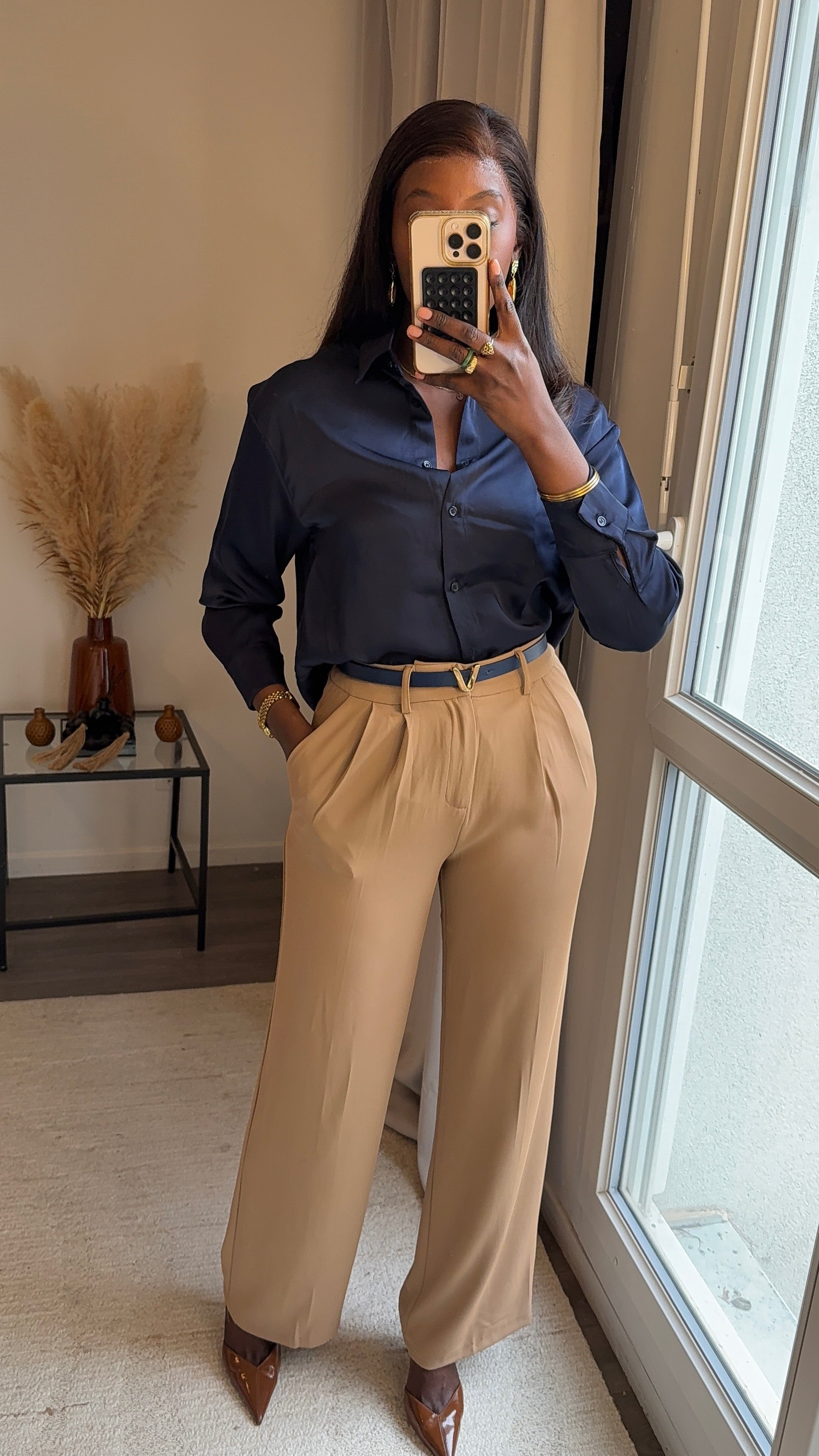 Pantalons fluides ultra long - Kamel