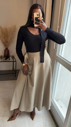 Jupe évasée longue - Taupe