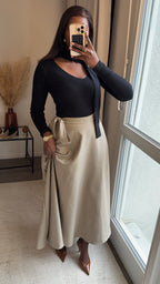 Jupe évasée longue - Taupe