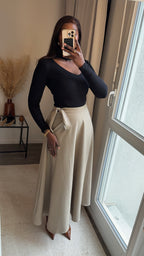 Jupe évasée longue - Taupe