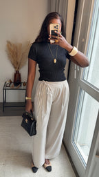 Pantalon fluide à nouer - Écru