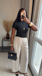 Pantalon fluide à nouer - Écru