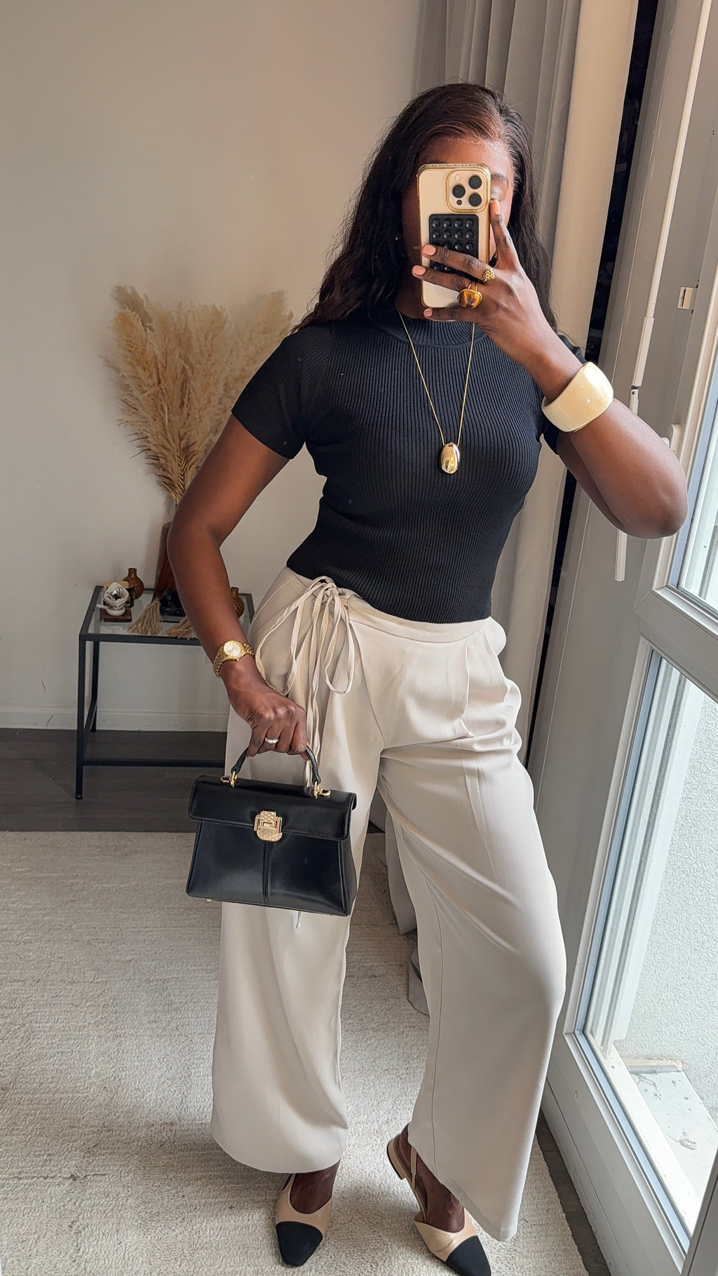 Pantalon fluide à nouer - Écru