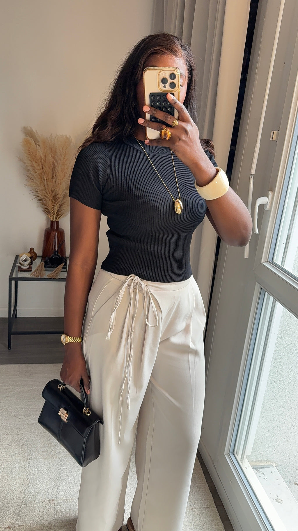 Pantalon fluide à nouer - Écru