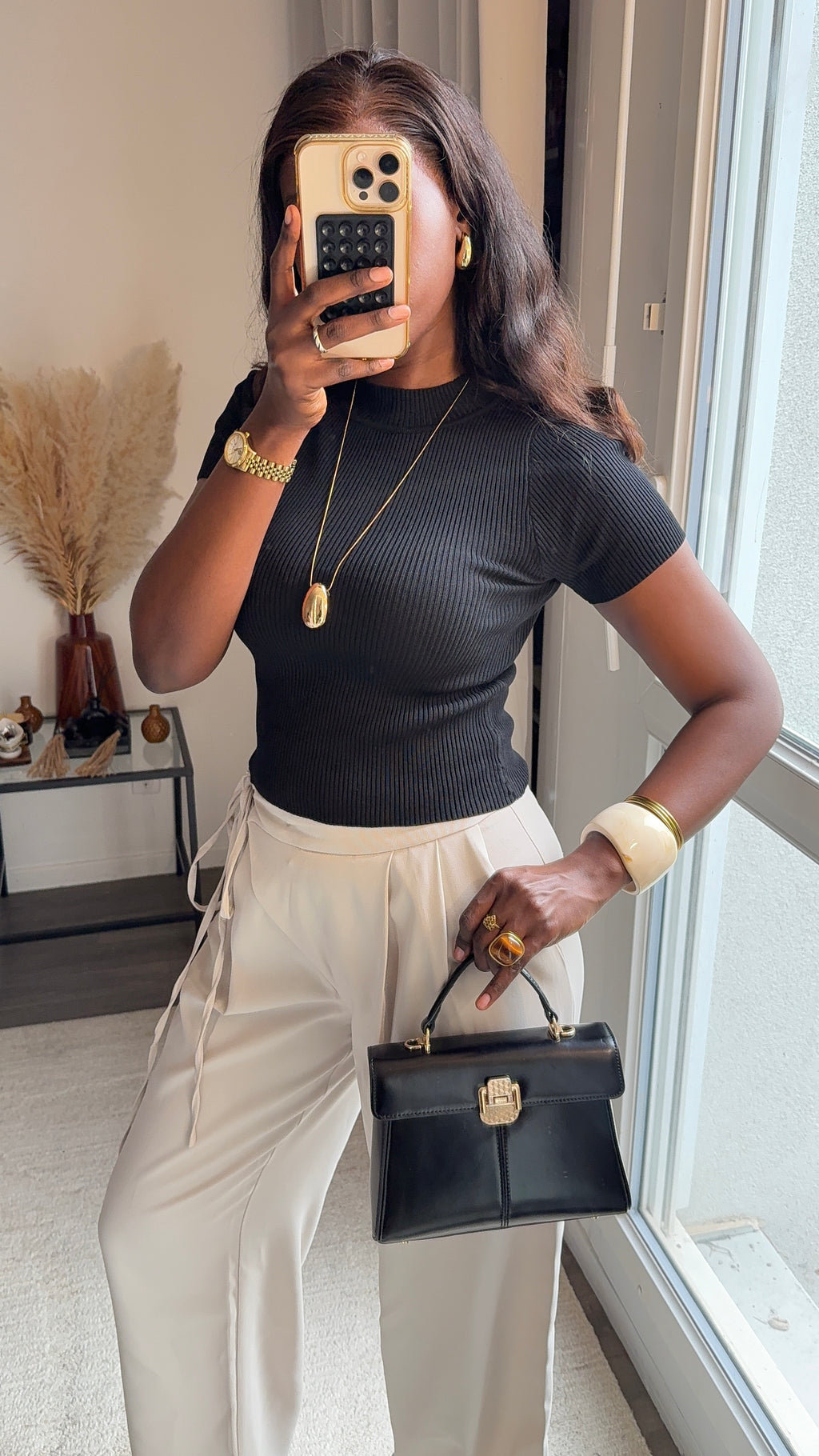 Pantalon fluide à nouer - Écru