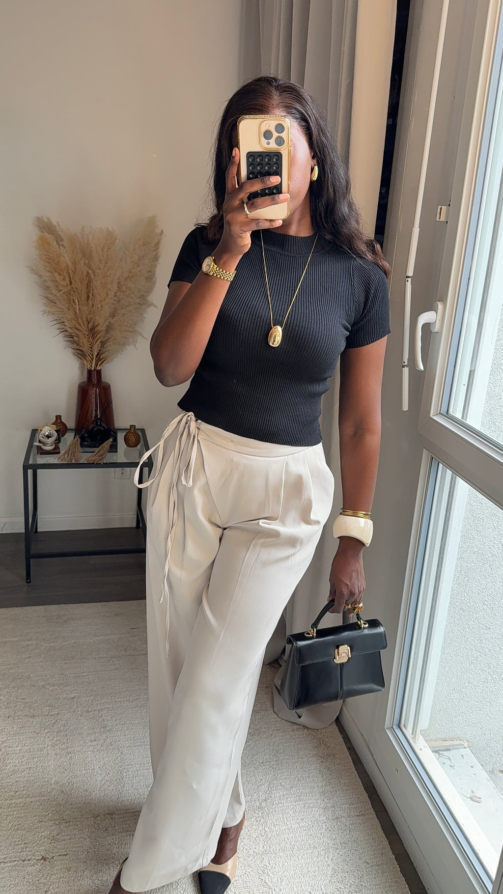 Pantalon fluide à nouer - Écru